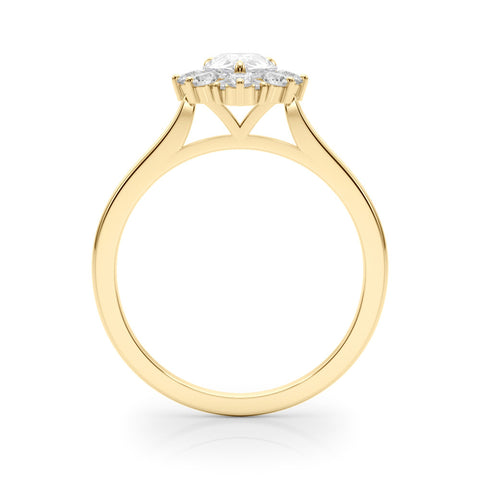 Yellow gold Pear-Cut Diamond Halo Solitaire Ring with Round Brilliant Halo and Prong Setting 2