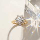 Yellow gold Pear-Cut Diamond Halo Solitaire Ring with Round Brilliant Halo and Prong Setting_9