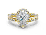 Yellow gold Pear Cut Diamond Halo Split Shank Engagement Ring_39