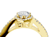 Yellow gold Pear Cut Diamond Halo Split Shank Engagement Ring_43