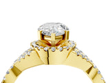 Yellow gold Pear Cut Diamond  Halo Twist Band Solitaire Prong Setting Ring_113