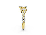 Yellow gold Pear Cut Diamond  Halo Twist Band Solitaire Prong Setting Ring_38