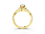 Yellow gold Pear Cut Diamond  Halo Twist Band Solitaire Prong Setting Ring_39