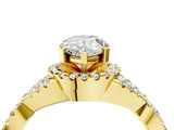 Yellow gold Pear Cut Diamond  Halo Twist Band Solitaire Prong Setting Ring_40