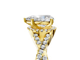 Yellow gold Pear Cut Diamond  Halo Twist Band Solitaire Prong Setting Ring_41