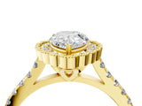 Yellow gold Pear Cut Diamond Milgrain Floral Halo Engagement Ring with Pavé Band_25