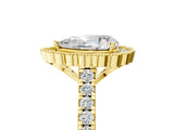 Yellow gold Pear Cut Diamond Milgrain Floral Halo Engagement Ring with Pavé Band_26