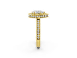 Yellow gold Pear Cut Diamond Milgrain Halo Engagement Ring with Round Pavé Band and Prong Setting_14