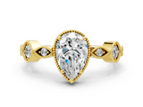 Yellow gold Pear Cut Diamond Milgrain Marquise Band with Prong Setting_3