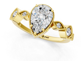 Yellow gold Pear Cut Diamond Milgrain Marquise Band with Prong Setting_4
