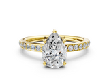 Yellow gold Pear Cut Diamond Pavé Band Ring with Four-Prong Setting_36