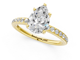 Yellow gold Pear Cut Diamond Pavé Band Ring with Four-Prong Setting_37