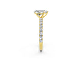 Yellow gold Pear Cut Diamond Pavé Band Solitaire Ring with Prong Setting_2