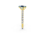 Yellow gold Pear Cut Diamond Pavé Band Solitaire Ring with Prong Setting_2