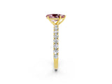 Yellow gold Pear Cut Diamond Pavé Band Solitaire Ring with Prong Setting_2