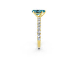 Yellow gold Pear Cut Diamond Pavé Band Solitaire Ring with Prong Setting_2