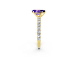 Yellow gold Pear Cut Diamond Pavé Band Solitaire Ring with Prong Setting_2