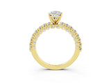 Yellow gold Pear Cut Diamond Pavé Band Solitaire Ring with Prong Setting_3