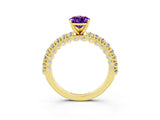 Yellow gold Pear Cut Diamond Pavé Band Solitaire Ring with Prong Setting_3