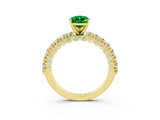 Yellow gold Pear Cut Diamond Pavé Band Solitaire Ring with Prong Setting_3
