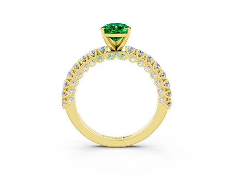 Yellow gold Pear Cut Diamond Pavé Band Solitaire Ring with Prong Setting_3