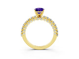 Yellow gold Pear Cut Diamond Pavé Band Solitaire Ring with Prong Setting_3