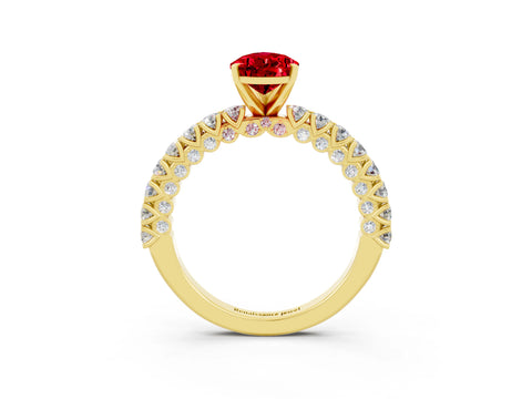 Yellow gold Pear Cut Diamond Pavé Band Solitaire Ring with Prong Setting_3