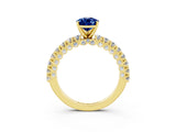 Yellow gold Pear Cut Diamond Pavé Band Solitaire Ring with Prong Setting_3