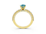 Yellow gold Pear Cut Diamond Pavé Band Solitaire Ring with Prong Setting_3