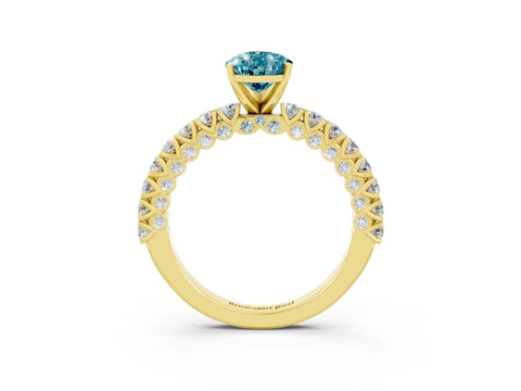 Yellow gold Pear Cut Diamond Pavé Band Solitaire Ring with Prong Setting_3