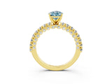 Yellow gold Pear Cut Diamond Pavé Band Solitaire Ring with Prong Setting_3