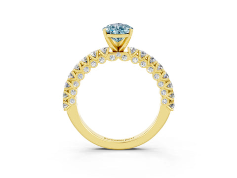 Yellow gold Pear Cut Diamond Pavé Band Solitaire Ring with Prong Setting_3