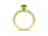 Yellow gold Pear Cut Diamond Pavé Band Solitaire Ring with Prong Setting_3