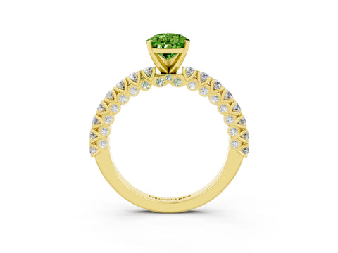 Yellow gold Pear Cut Diamond Pavé Band Solitaire Ring with Prong Setting_3