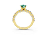 Yellow gold Pear Cut Diamond Pavé Band Solitaire Ring with Prong Setting_3