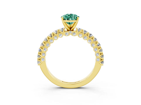 Yellow gold Pear Cut Diamond Pavé Band Solitaire Ring with Prong Setting_3