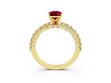Yellow gold Pear Cut Diamond Pavé Band Solitaire Ring with Prong Setting_3