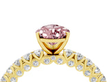 Yellow gold Pear Cut Diamond Pavé Band Solitaire Ring with Prong Setting_4