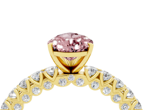Yellow gold Pear Cut Diamond Pavé Band Solitaire Ring with Prong Setting_4