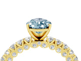 Yellow gold Pear Cut Diamond Pavé Band Solitaire Ring with Prong Setting_4