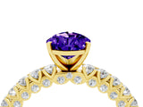 Yellow gold Pear Cut Diamond Pavé Band Solitaire Ring with Prong Setting_4