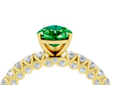 Yellow gold Pear Cut Diamond Pavé Band Solitaire Ring with Prong Setting_4
