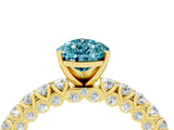 Yellow gold Pear Cut Diamond Pavé Band Solitaire Ring with Prong Setting_4