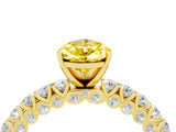 Yellow gold Pear Cut Diamond Pavé Band Solitaire Ring with Prong Setting_4
