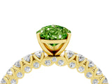 Yellow gold Pear Cut Diamond Pavé Band Solitaire Ring with Prong Setting_4