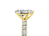 Yellow gold Pear Cut Diamond Pavé Band Solitaire Ring with Prong Setting_5