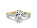 Yellow gold Pear Cut Diamond Pavé Band Solitaire Ring with Prong Setting_51