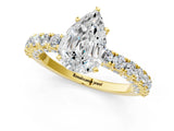 Yellow gold Pear Cut Diamond Pavé Band Solitaire Ring with Prong Setting_52