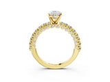 Yellow gold Pear Cut Diamond Pavé Band Solitaire Ring with Prong Setting_54
