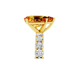 Yellow gold Pear Cut Diamond Pavé Band Solitaire Ring with Prong Setting_5